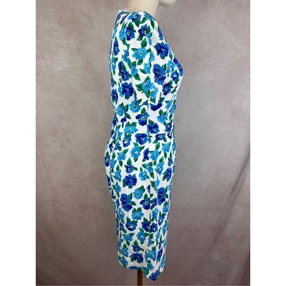 Vintage 1990s Floral Dress 100% Cotton Designer Adrienne Vittadini - Picture 4 of 5